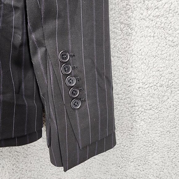 BCBGMaxAzria Women's Large Pinstripe Blazer Jacket Black Striped‎ Single Button - Picture 4 of 12